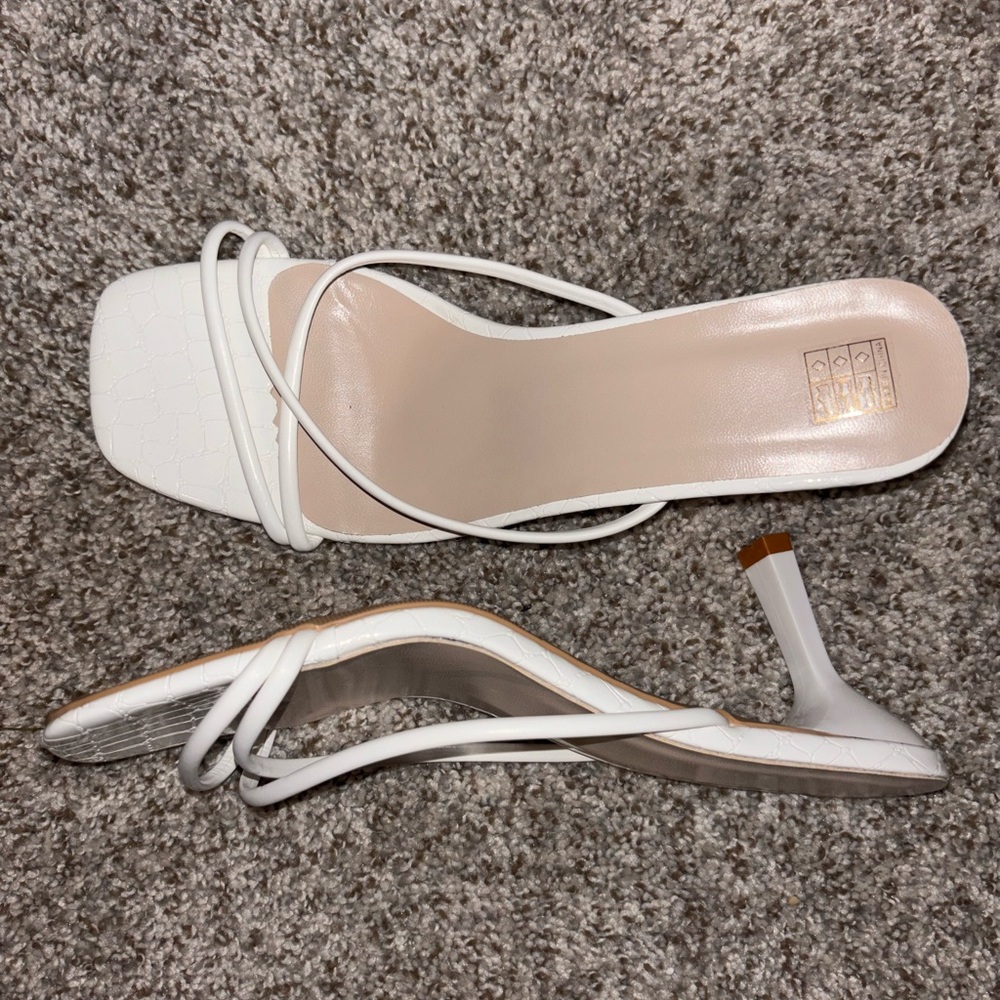 White kitten heels